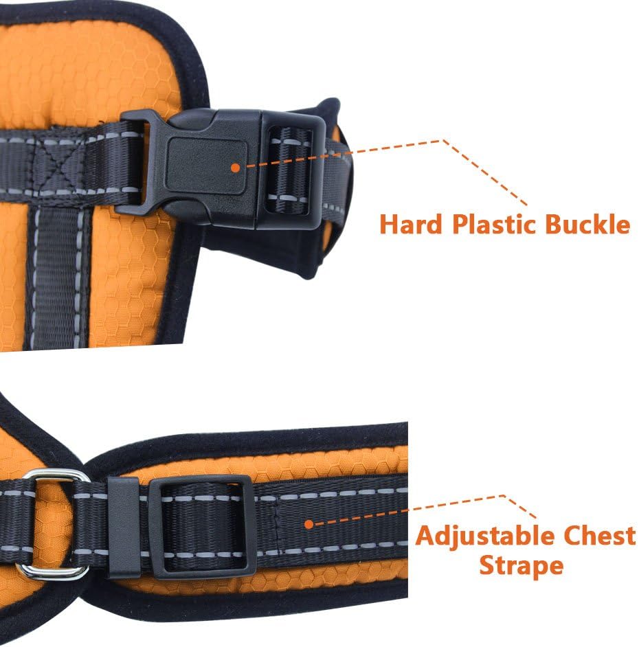 Mihachi Dog Harness with Leash with Handle No Pull No Chock Adjustable Padded Vest Harness for Dogs, Yellow,L