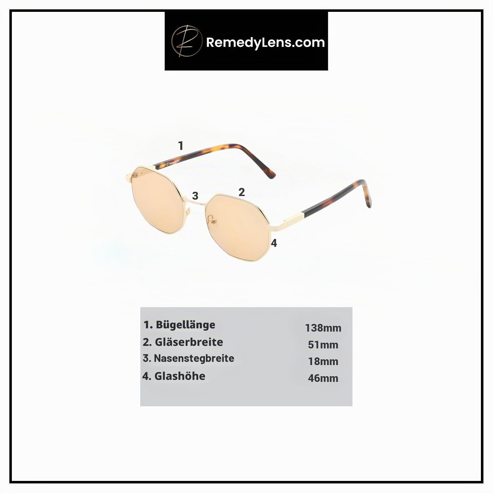 Wyatt Luxus Gold Metall und Acetat FL-41 Brille für Migräne und Lichtempfindlichkeit