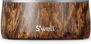 S'well Stainless Steel Dog Bowl - for Medium to Large Size Dogs - 32oz, Teakwood - Non-Slip and No-Spill Design with Rubber Bottom, and Dishwasher Safe - BPA-Free Pet Bowl for Food and Water