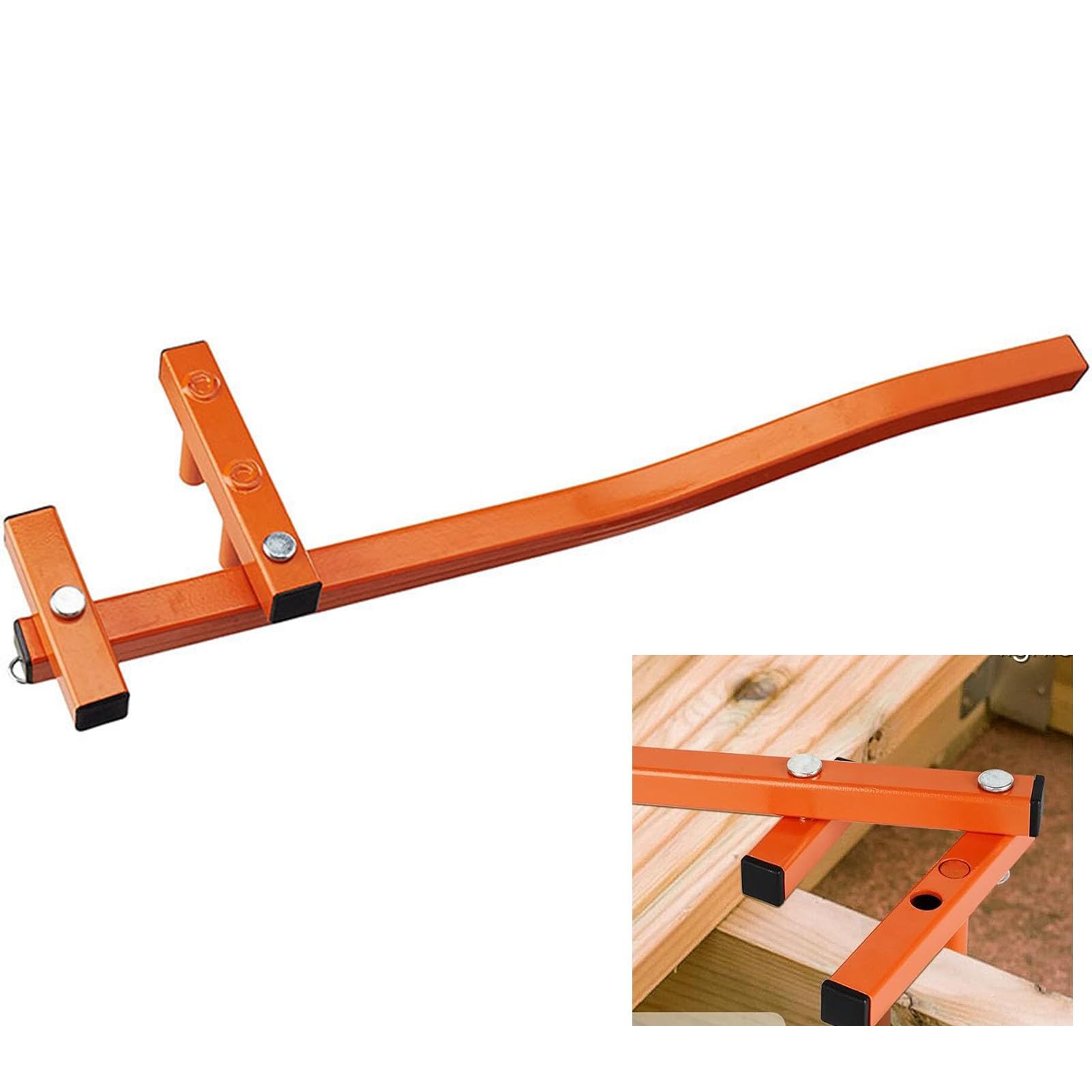 Outil de cintreuse de planches pour redressement et pose de terrasse orange