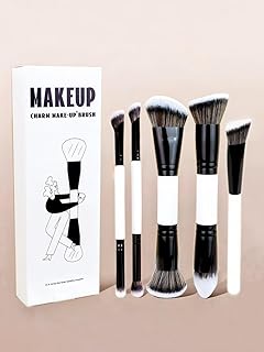 Juego de brochas de maquillaje en blanco y ne...