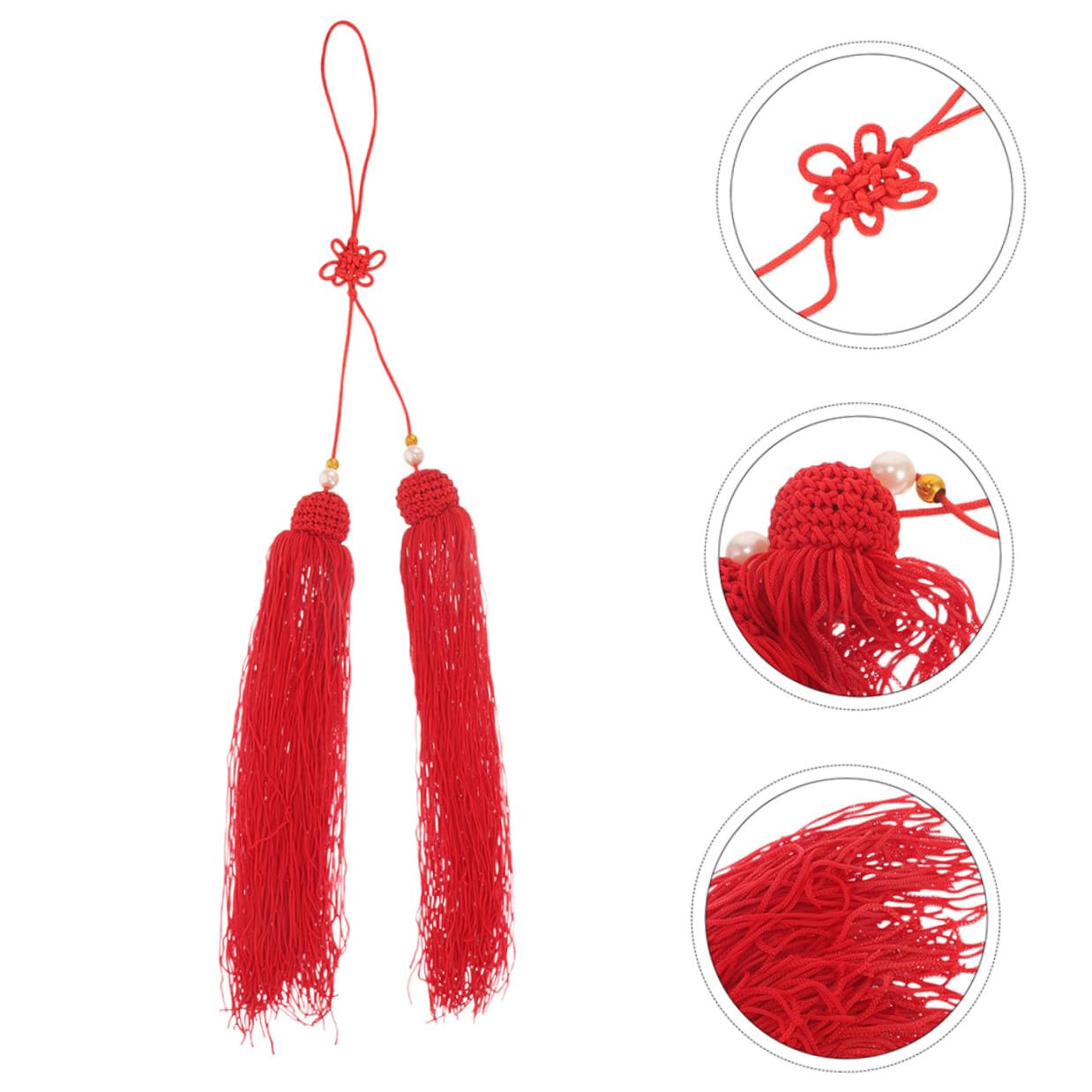 Borlas Colgantes de Tela Roja 6 Piezas para Espada Tai Chi Artes Marciales Resistente Multifuncional