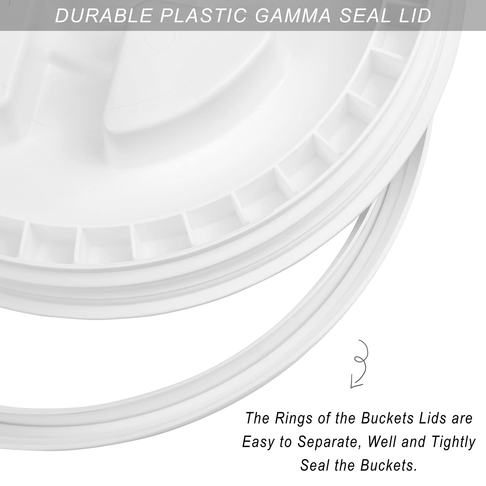 Aodaer 4 coperchi con guarnizione gamma, 5 galloni, coperchio per alimenti, coperchio riutilizzabile in plastica, coperchio per contenitori per alimenti (bianco)