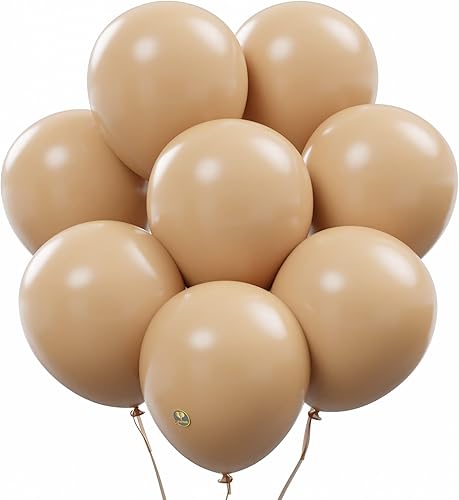 AFTERLOON - Globos biodegradables, 24 unidades, beige, 12 pulgadas, color mate, grueso, extra fuerte, de látex, flotador, multicolor, a granel,