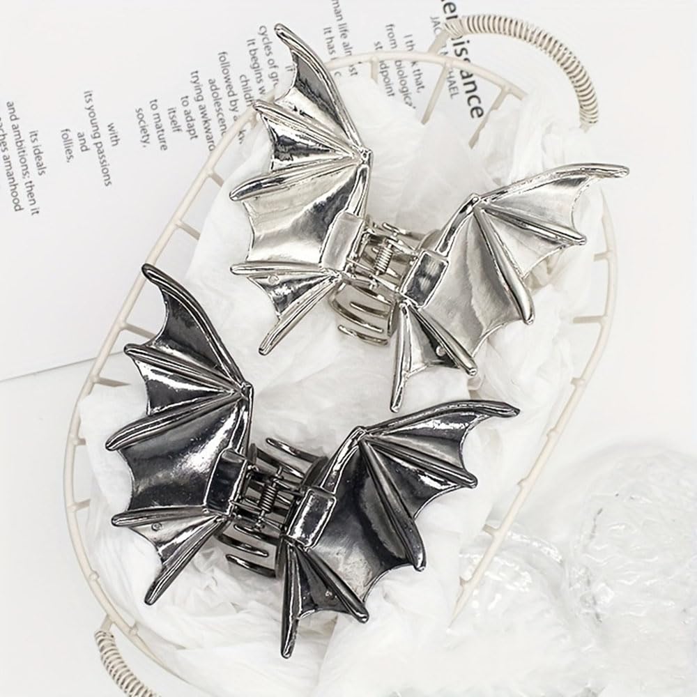 Halloween Bat Hair Claw Clips - Black Bat Wing Shape Hair Clips Gothic Halloween Hair Decoration for Women Thick or Thin Hair Accessories Metal Clamp Clips No-Slip Hair Barrette Clip for Hair Styling