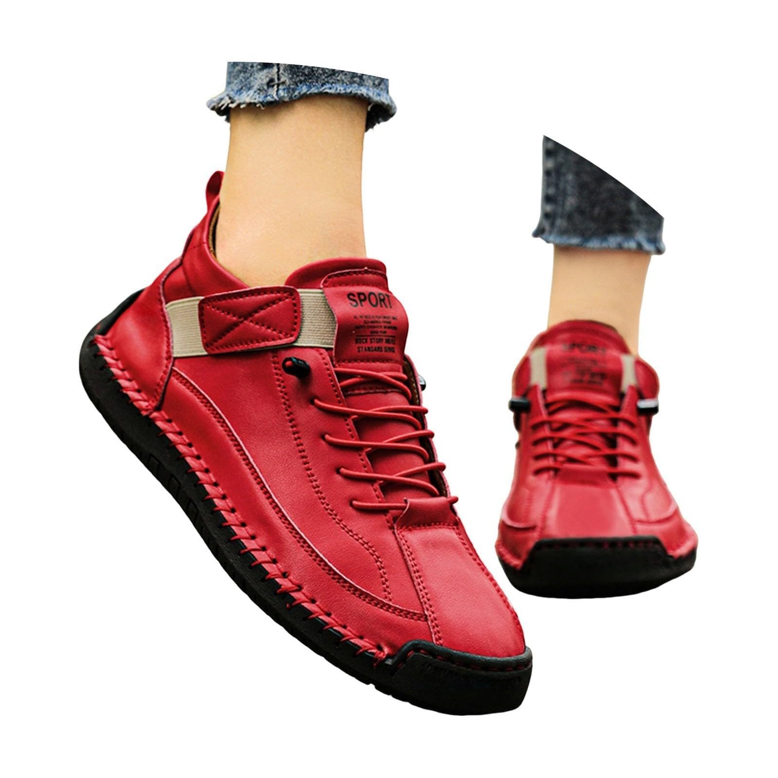 Scarpe da donna a piedi nudi casual slip on scarpe da passeggio vestibilità ampia leggere traspiranti per tutti i giorni calzature da donna grigio, Rosso, 36.5 EU