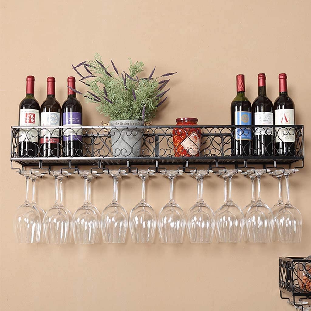 Étagère à vin maison en bois massif et porte-bouteilles simple suspendu
