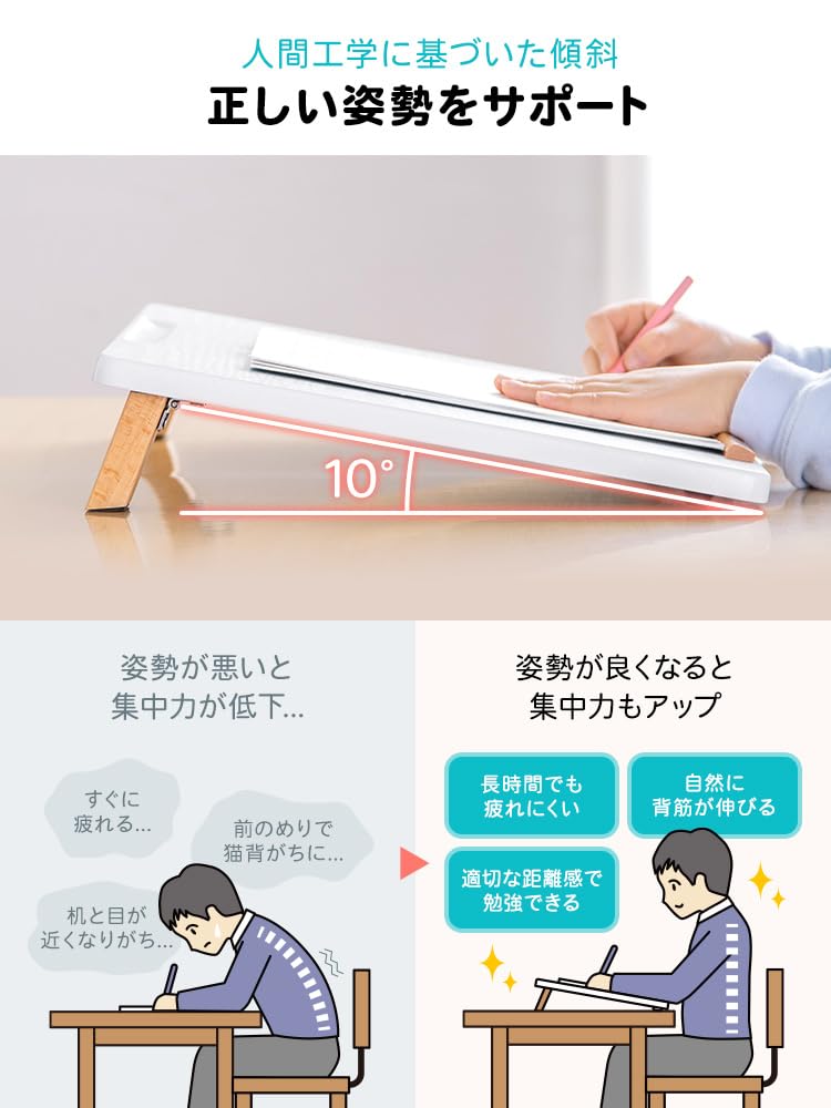 Amazon | イーサプライ 傾斜台 学習台 ライティングボード 角度10度 幅