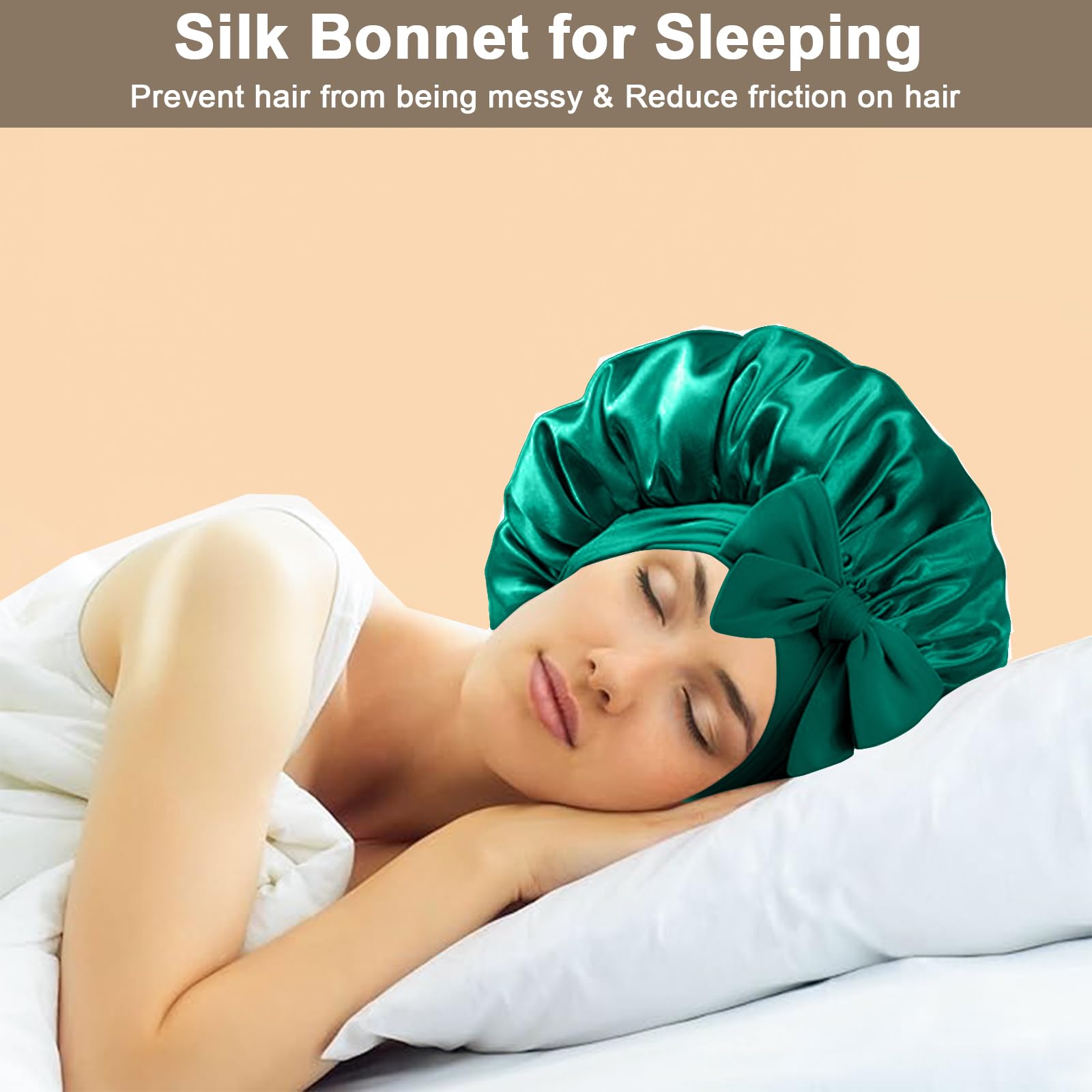 2 gorros de satén de seda para mujeres que duermen. Gorros grandes de satén para mujer con banda elástica para el cabello de seda con correas ajustables, gorro de dormir nocturno para hombres, trenzas