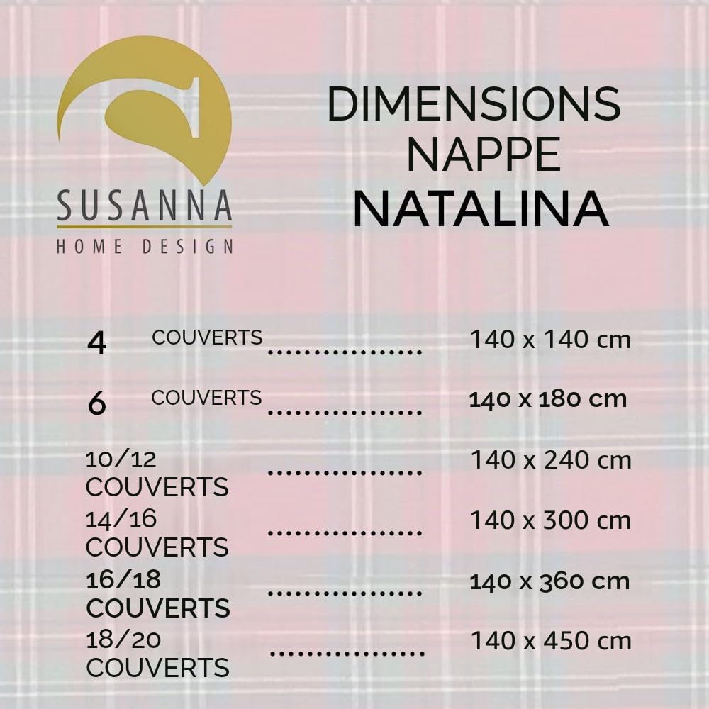 Lovely Home Nappe de Noël rectangulaire en tissu teint avec fil de lurex, tartan, fabriquée en Italie, nappe de Noël fabriquée en Italie, fantaisie écossaise (140 x 450 cm, rouge)