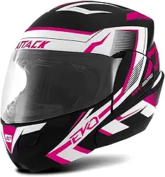 CAPACETE ESCAMOTEÁVEL PRO TORK ATTACK EVO FOSCO PRETO - ROSA TAM. 56
