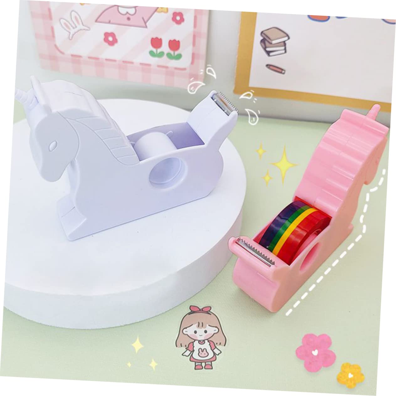 NUOBESTY 6stücke Kawaii Tape Dispenser Kleiner Tape Cutter Für Büro Und Schule Praktisches Werkzeug Zum Schneiden Von Klebeband Für Bastelprojekte Und Scrapbooking