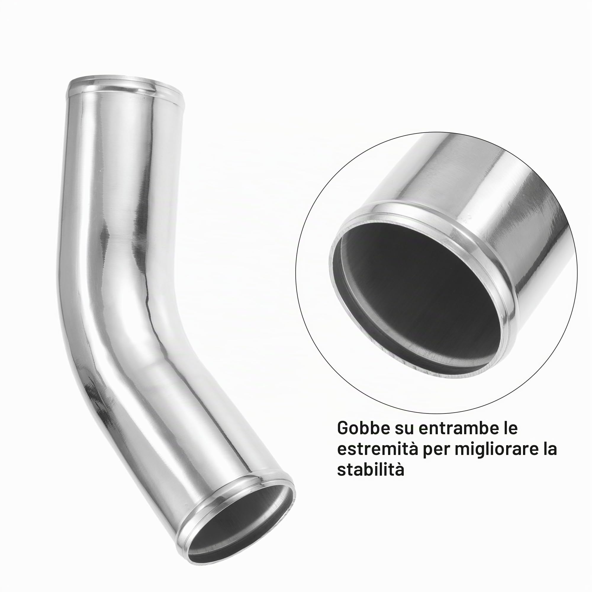 QUARKZMAN Tubo Intercooler in Lega di Alluminio per Auto Universale, Diametro Esterno 80mm (3.15") e Lunghezza Gamba 100mm (4"), Curva a 45 Gradi per Raccordi di Aspirazione dell'Aria