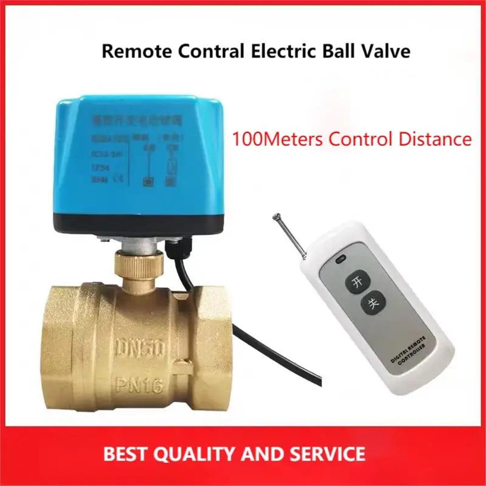 Valvola a Sfera elettrica in Ottone a 2 Fili da 1/2" a 2" con Telecomando Wireless da 12V 24V for Acqua/Olio/Liquido, Sostituzione dell'elettrovalvola(AC110V-NORMALLY Open)
