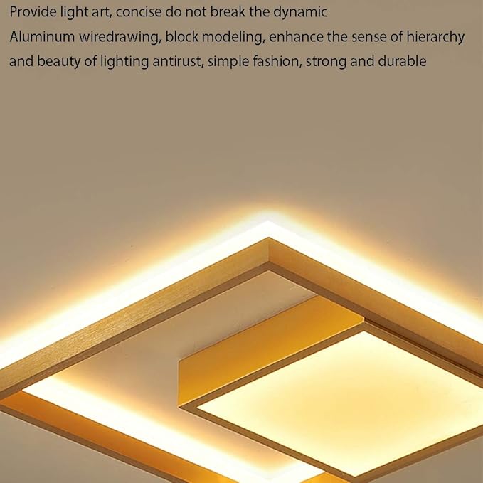 PEPDRO PEPDRO Vierkante Plafondlamp Moderne Minimalistische Post-Modern Goud Jane European Light Luxe Persoonlijkheid Creatieve Kamer Slaapkamer Lamp PEPDRO (Color : Brown_40CM- warm light) photo 3