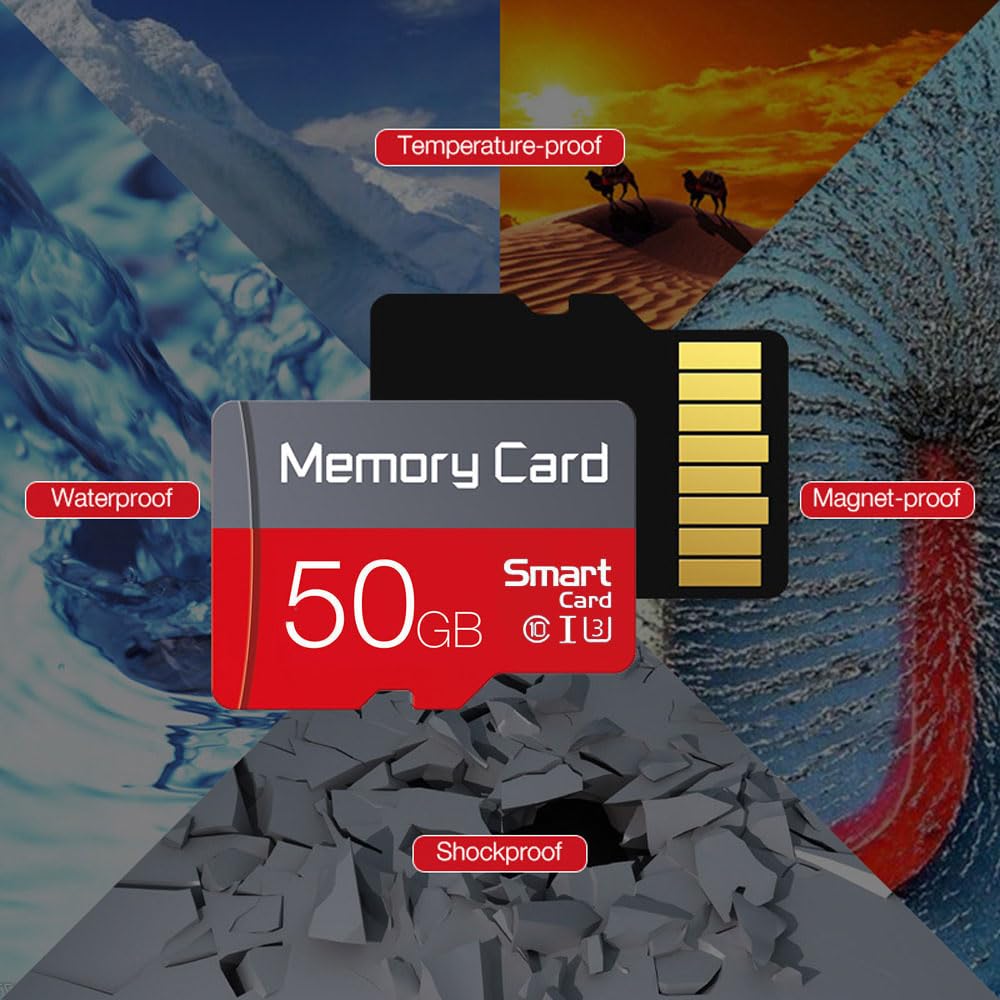 Paquete de 2 tarjetas TF de 50 GB con adaptador SD de ultra alta velocidad TF tarjeta de memoria