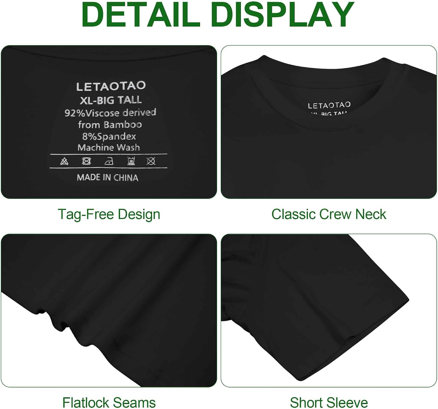 LETAOTAO Big and Tall Undershirts for Men Lightweight Base Layer T Shirts