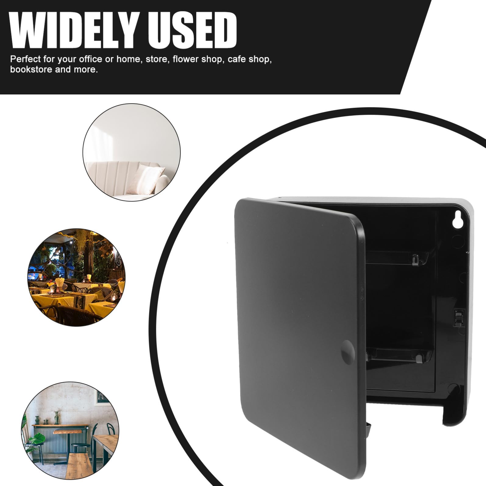 Portachiavi da Appendere al Muro Magnetico senza Foratura in Plastica Nero Design Moderno Elegante per Ufficio e Libreria