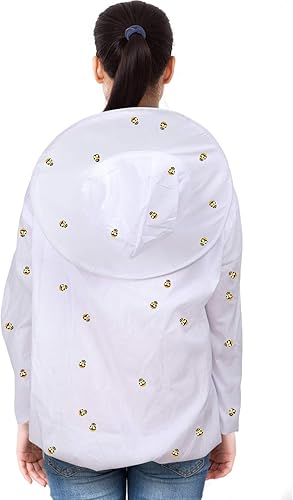 Miniatura 6 de SATINIOR Chaqueta de abeja para cosplay, traje de apicultura ventilada y 100 piezas de abeja pequeña de madera para mujeres y hombres, suministros