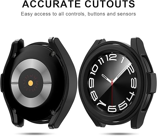 Miniatura 2 de 5+5 Paquete de protectores de pantalla para Samsung Galaxy Watch 6 Classic de 1.772 pulgadas, funda protectora de policarbonato duro JZK + película