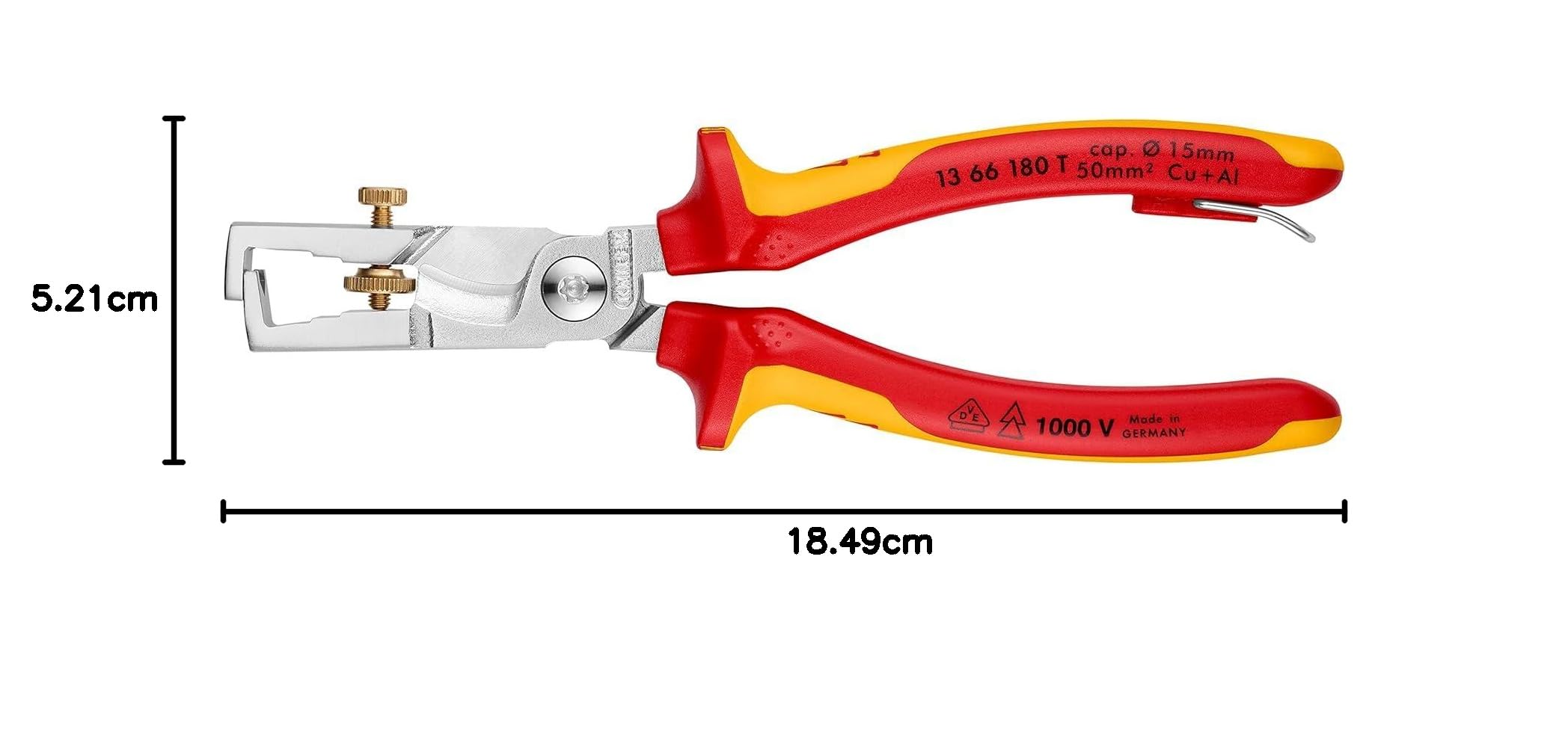 KNIPEX StriX Pinze spelacavi con cesoia per cavi in blister cromata isolante con manici rivestiti in materiali bicomponente,, 13 66 180 T BK