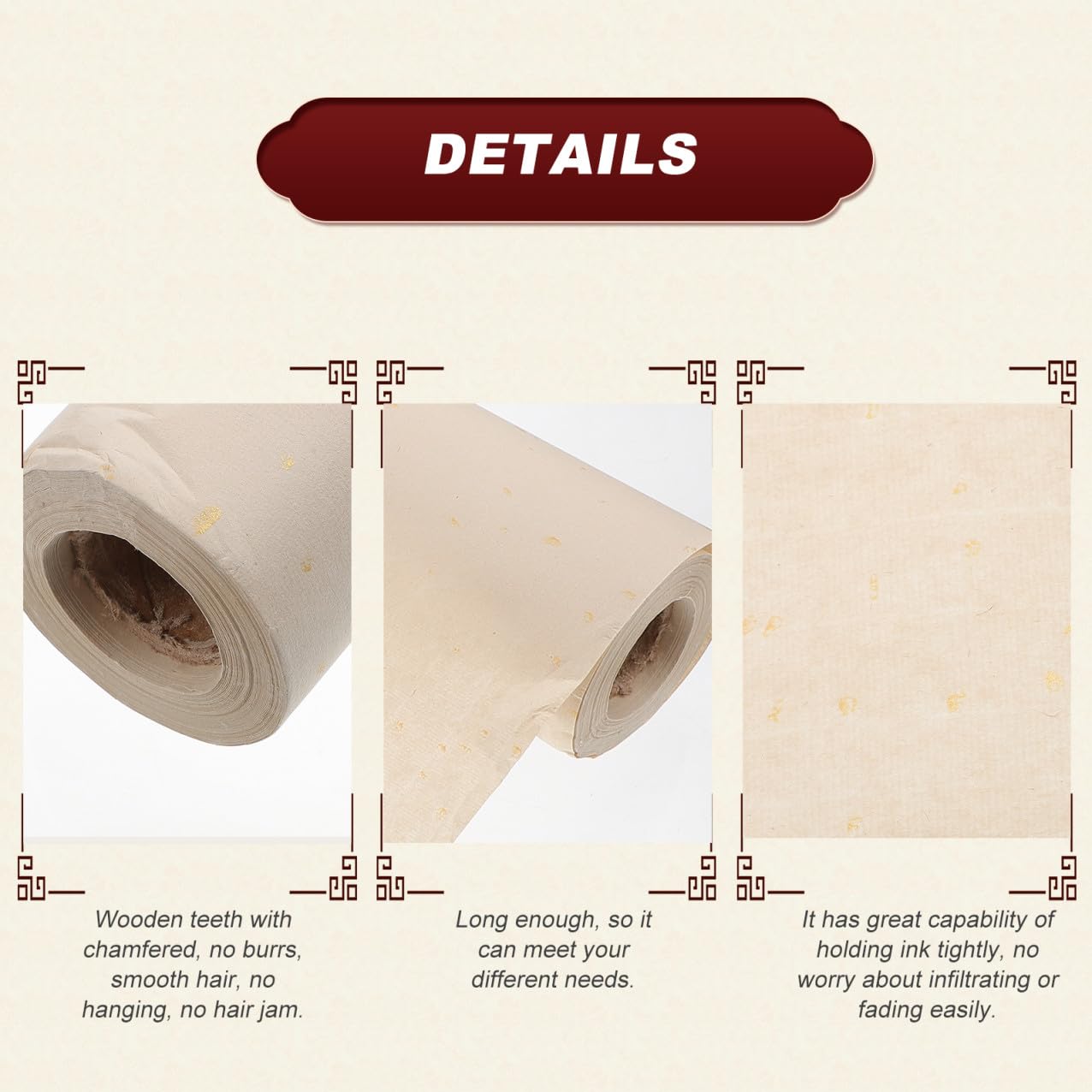 Homoyoyo Carta di Riso Tradizionale per Calligrafia Cinese Beige Leggero e Resistente 35cm X 20 Metri per Pittura ad Acqua e Disegno