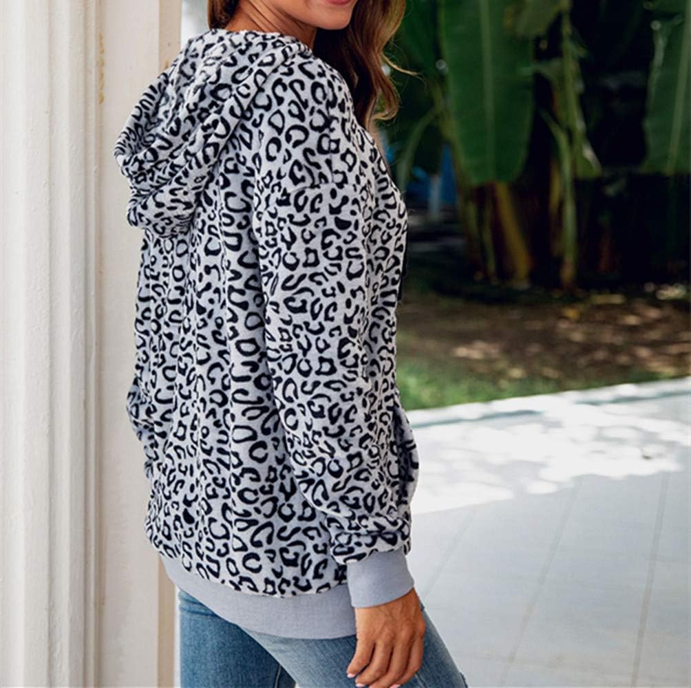 Xuan2Xuan3 Women's Sherpa Pullover Hoodies Sweatshirts Leopard Fuzzy Fluffy Fleece Jacket Coat Outerwear Warm Winter