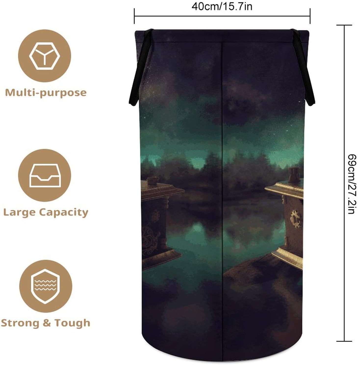 Dream Music Box Large Laundry Basket Waterproof Collapsible Laundry Hamper Clothes Storage Basket Toys Bin for Bathroom Bedroom Home Decor image 2
