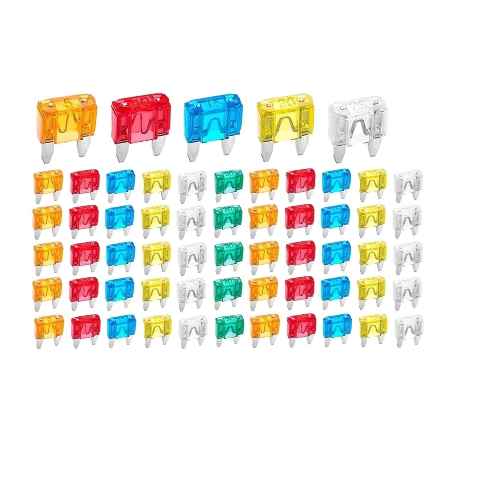 Kit de fusibles de seguridad for coches y camiones (60-300 unidades, surtido de fusibles de cuchilla de repuesto, 5/10/15/20/25/30 A)(300PCS)