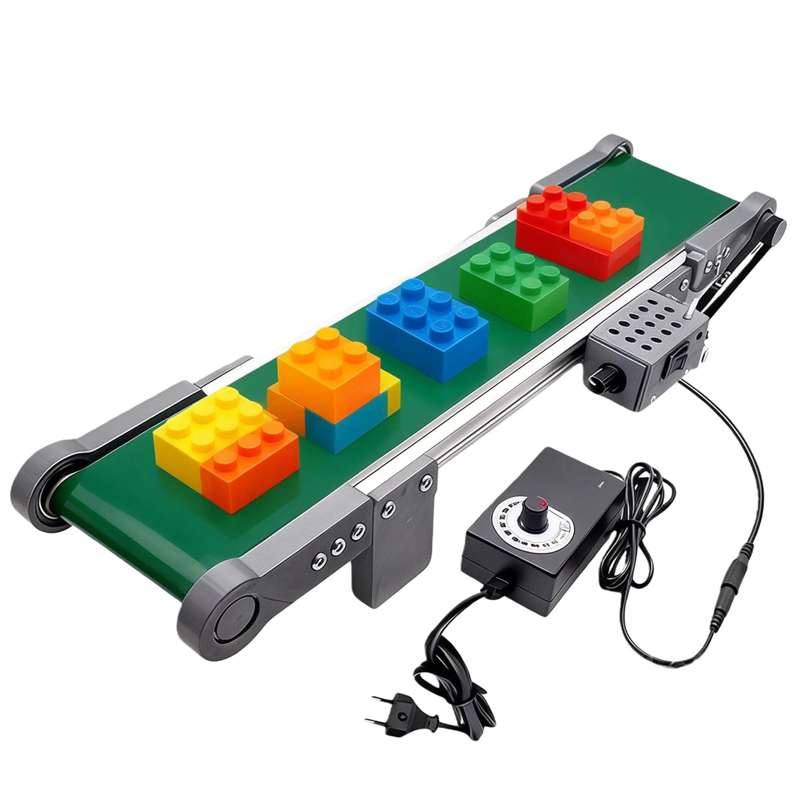Desktop Elektrische Förderband mit Vorwärts-/Rückwärtsschalter DC 12V 167 U/min Mini DIY Transportband Automatische Förderband für Reibung Experiment, Bandgeschwindigkeit 1.8-7.6 cm/S