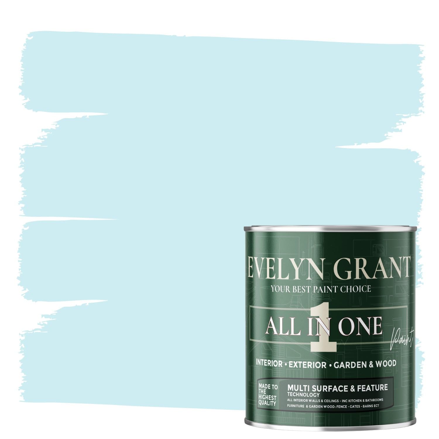 Evelyn Grant All-IN-ONE Paint & Primer - Multi-Surface Paint For Interior Walls, Outdoor Garden & Exterior Walls, Wood Furniture | High Durability Multi-Feature - Baby Blue - 0.5L - Matt — image 1