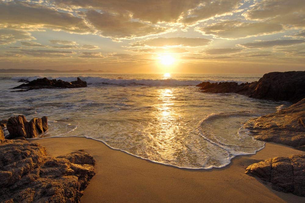 Papel Pintado De Foto 3D Personalizado Amanecer Mar Océano Ola Puesta De Sol Playa Cartel De Pared Pegatinas De Pared Decoración Del Hogar Vinilo Decoración Extraíble,300 * 210Cm