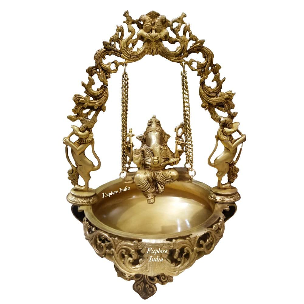 Buy EXPLORE India Brass Urli Bowl with Ganesh StatueRound Floating