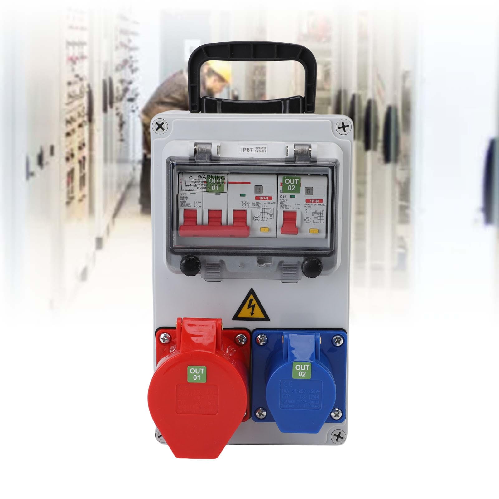 Scatola di distribuzione presa industriale portatile Scatola di presa elettrica portatile a prova di acqua 250x150x100mm per cantiere