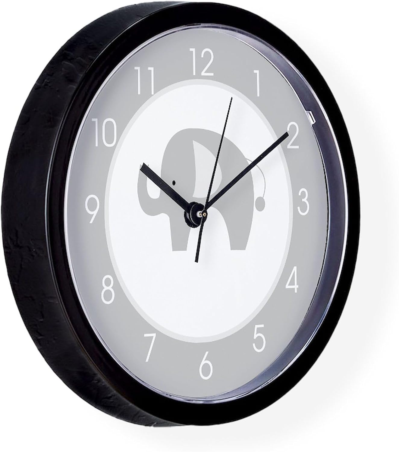 CafePress Gray and White Modern Elephant Clock 10" Wall Clock for Livingroom, Kitchen, or Office