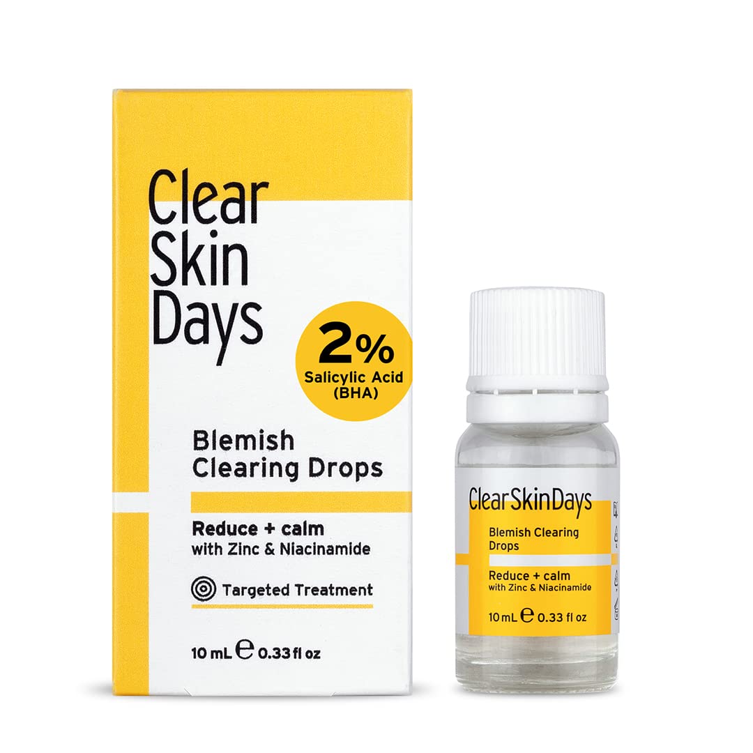 Clear Skin Days 2% Niacinamide, 2% Salicylic Acid, & 1% Zinc Spot, Pimple & Acne Treatment - Blemish Clearing Drops - Reduce Breakouts, Calm and Repair Skin, 10ml