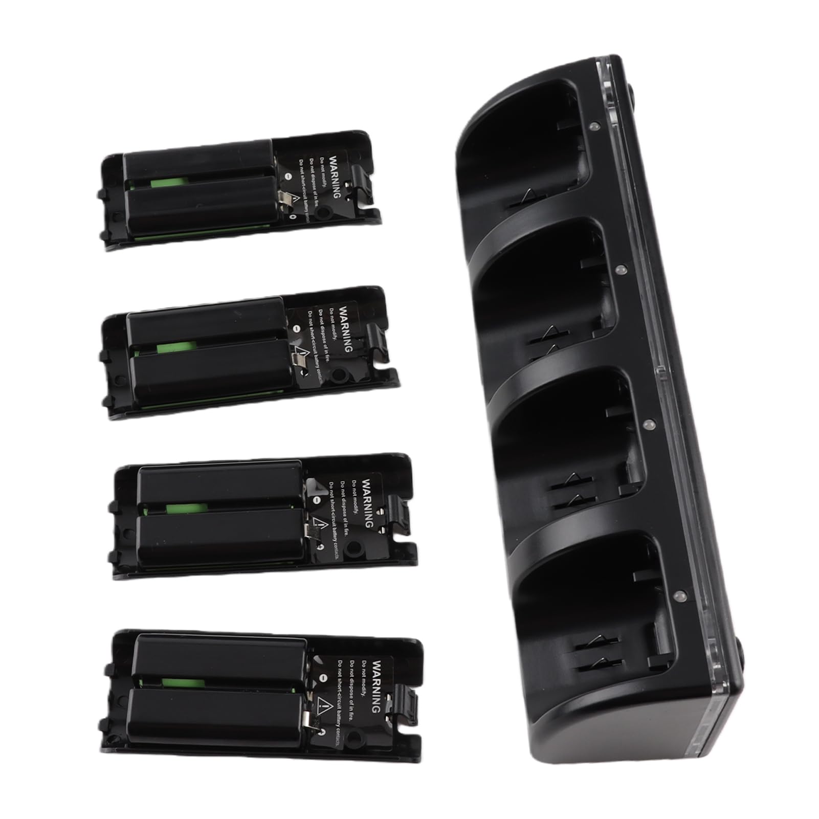 Ejoyous Stazione di Ricarica Base di Ricarica per Telecomando ABS con 4 Batterie Ricaricabili da 2800 MAh Indicatore LED Cavo USB per Telecomando Configurazione di Gioco Domestica (BLACK)