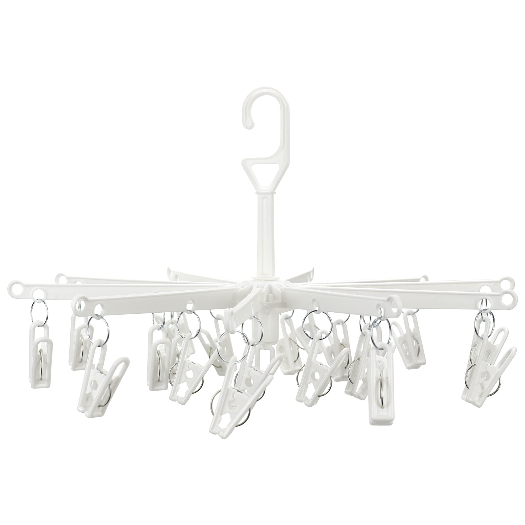 HANGERWORLD 20 Clip Hanging Laundry Drying Rack for Socks, Underwear and Baby Clothes (White)