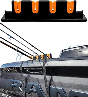 Fishing Rod Holder for Truck Tailgate – Transport 4 Rods Securely with Soft Foam Inserts & Straps – Fishing Pole Rack for Pickup Truck Bed – Easy Tailgate Rod Carrier