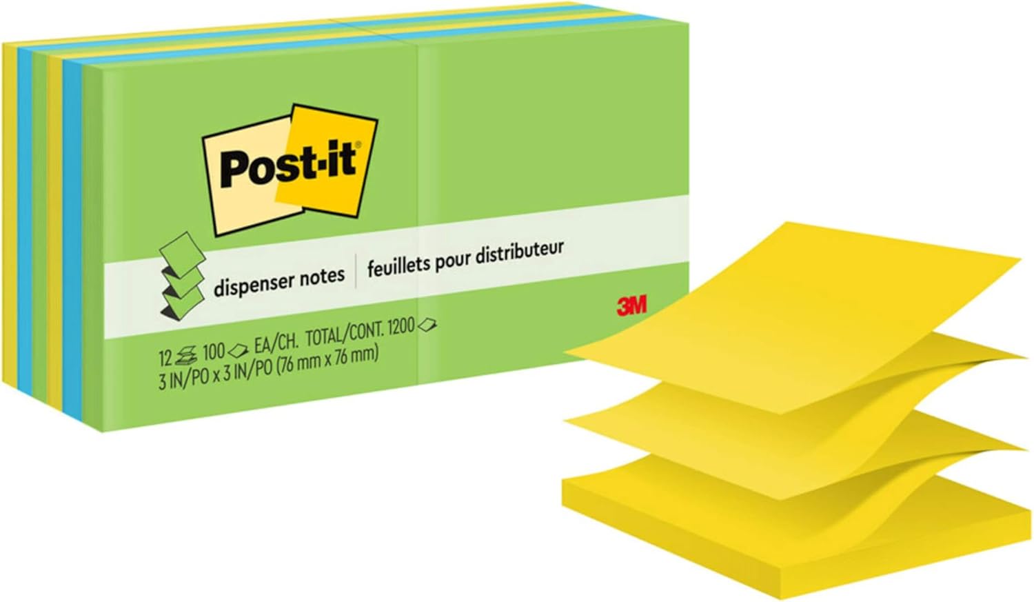 Post-it Pop-up Notes, 3x3 in, 12 Pads, America's #1 Favorite Sticky Notes, Floral Fantasy Collection, Bold Colors, Clean Removal, Recyclable (R330-12AU) (Pack of 6)