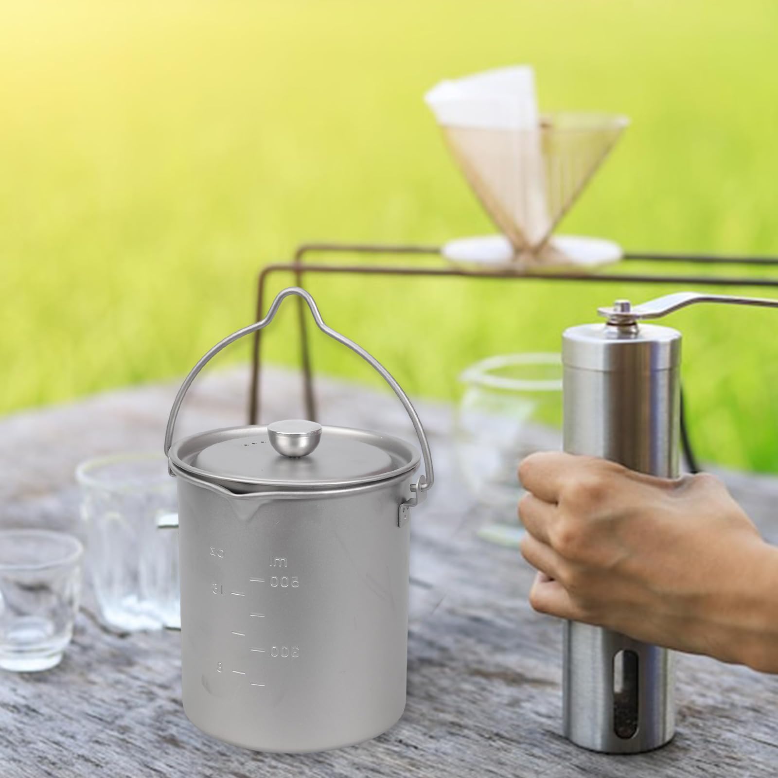 Prensas francesas Cafetera de construcción de metal con sistemas de filtración de 3 etapas, taza de viaje para el hogar, camping, al aire libre, máquina francesa de metal