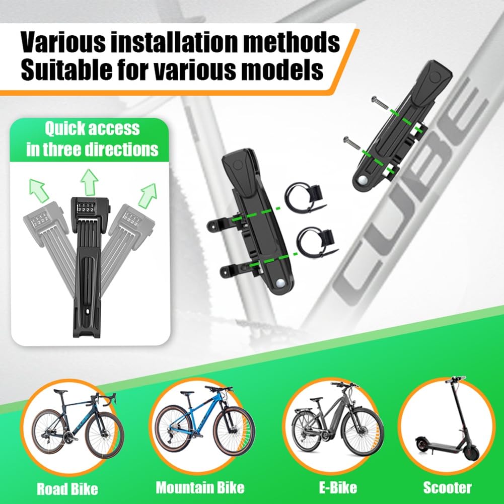 Lucchetto Pieghevole Antifurto con Combinazione, Adatto per Biciclette Elettriche e Monopattini Ad Alta Sicurezza.