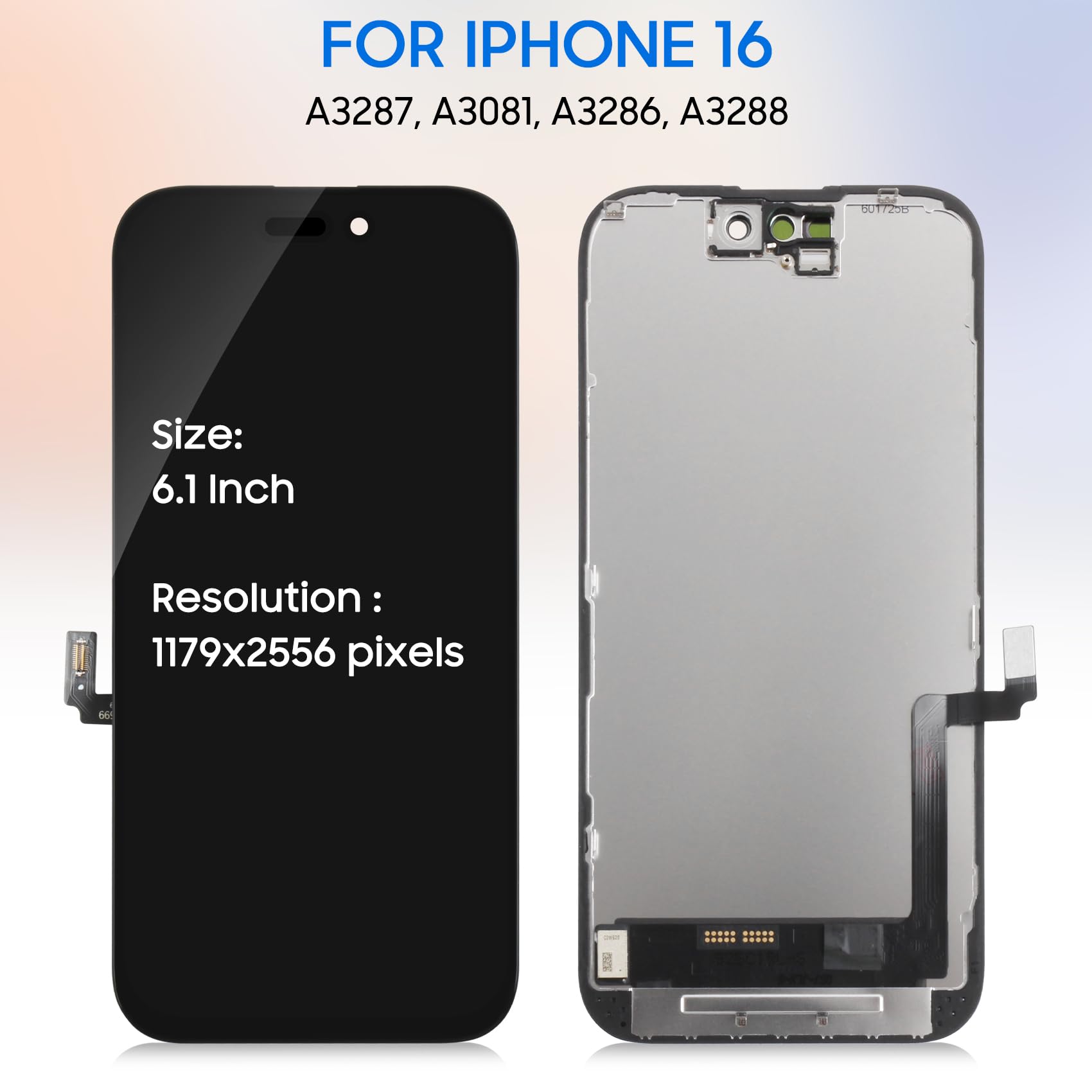 LADYSON INCELL LCD Bildschirm für iPhone 16 Bildschirm Ersatz, 6,1 Zoll FHD für iPhone 16 LCD Display Touch Digitizer Bildschirm Montage mit Werkzeug Set Panzerglas (für A3287, A3081, A3286, A3288)