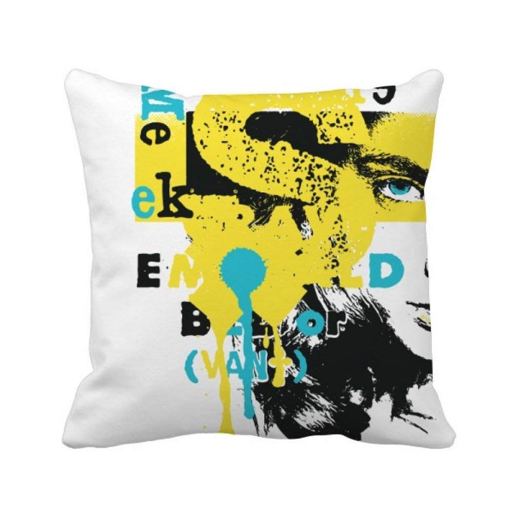 Housse de coussin Graffiti Street textile carré décoratif motif femme jaune
