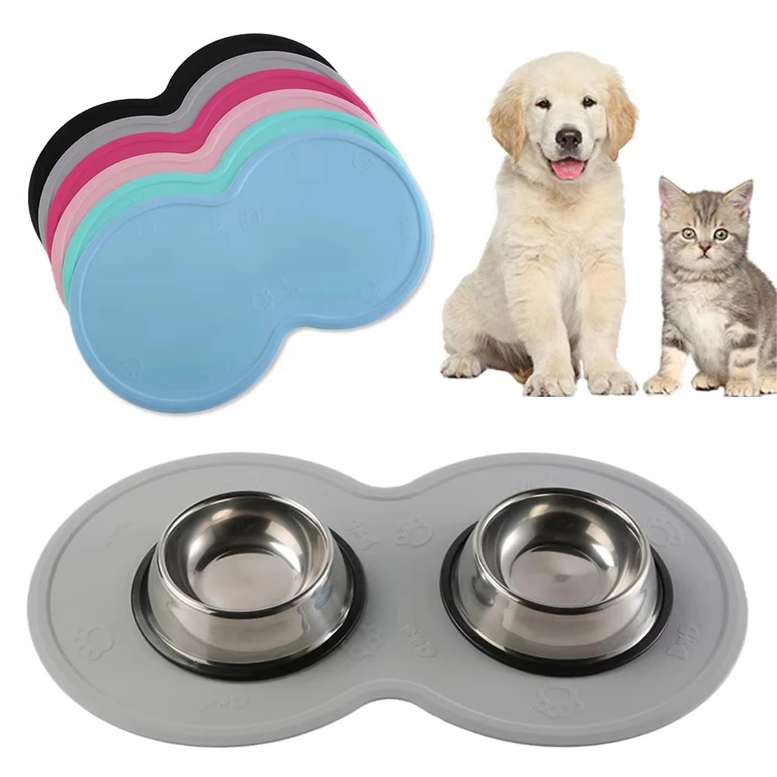 Futtermatten für Haustiere 48 * 27cm Pad Silikon Schüssel Futter Platzierung Hund Zubehör Katze Matten wasserdichte(Green)
