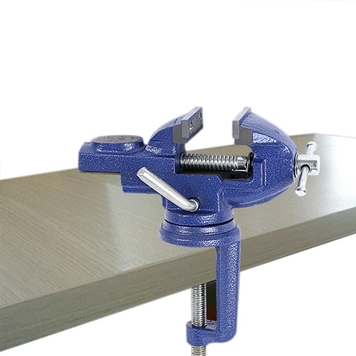 Morsetto da Banco Mini 50mm Blu, Tavola Piana 360° | Ferro, Leggero e Portatile, per Gioielli e Legno, Adatto a Modellismo e Hobbisti