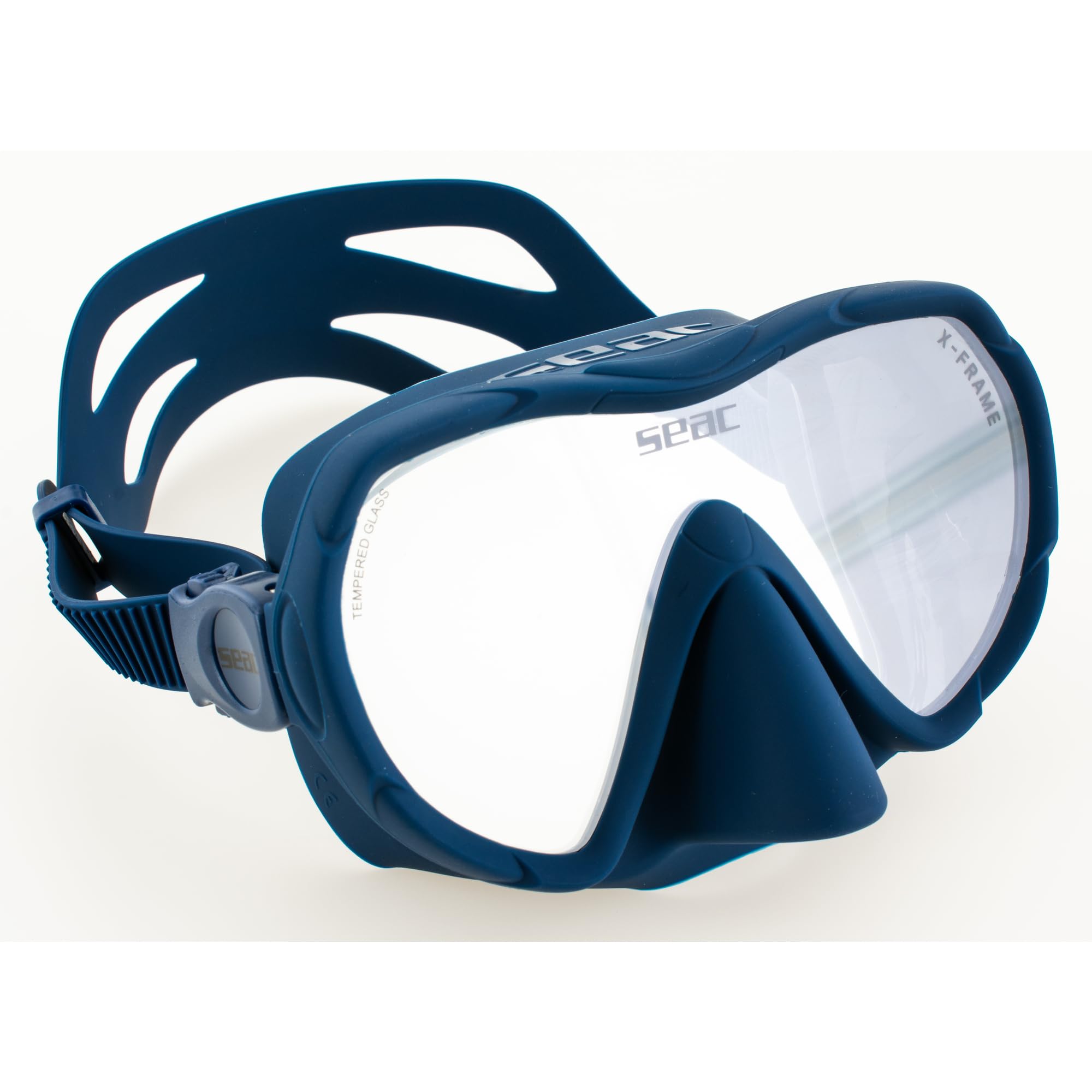 SEAC X-Frame - Rahmenlose Silikon-Tauchmaske mit einzelner gehärteter Glaslinse | Klare Sicht und Stabilität unter Wasser, geringes Volumen | Zum Tauchen und Schnorcheln - Made in Italy