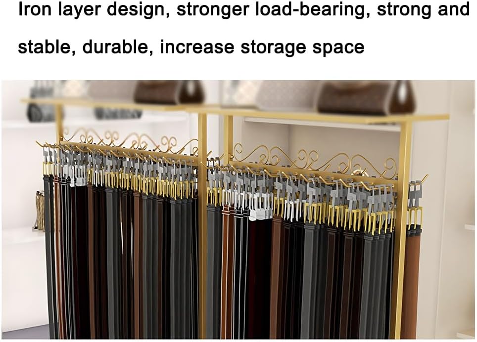 Zfmnoyev Belt Hangers Retail Rack with Hooks, Modern Commercial Metal Shelves, Purse Handbag Scarf Accessory Storage Organizer, for Stores/Stationery/Clothing Shops(White,90x35x156 cm)