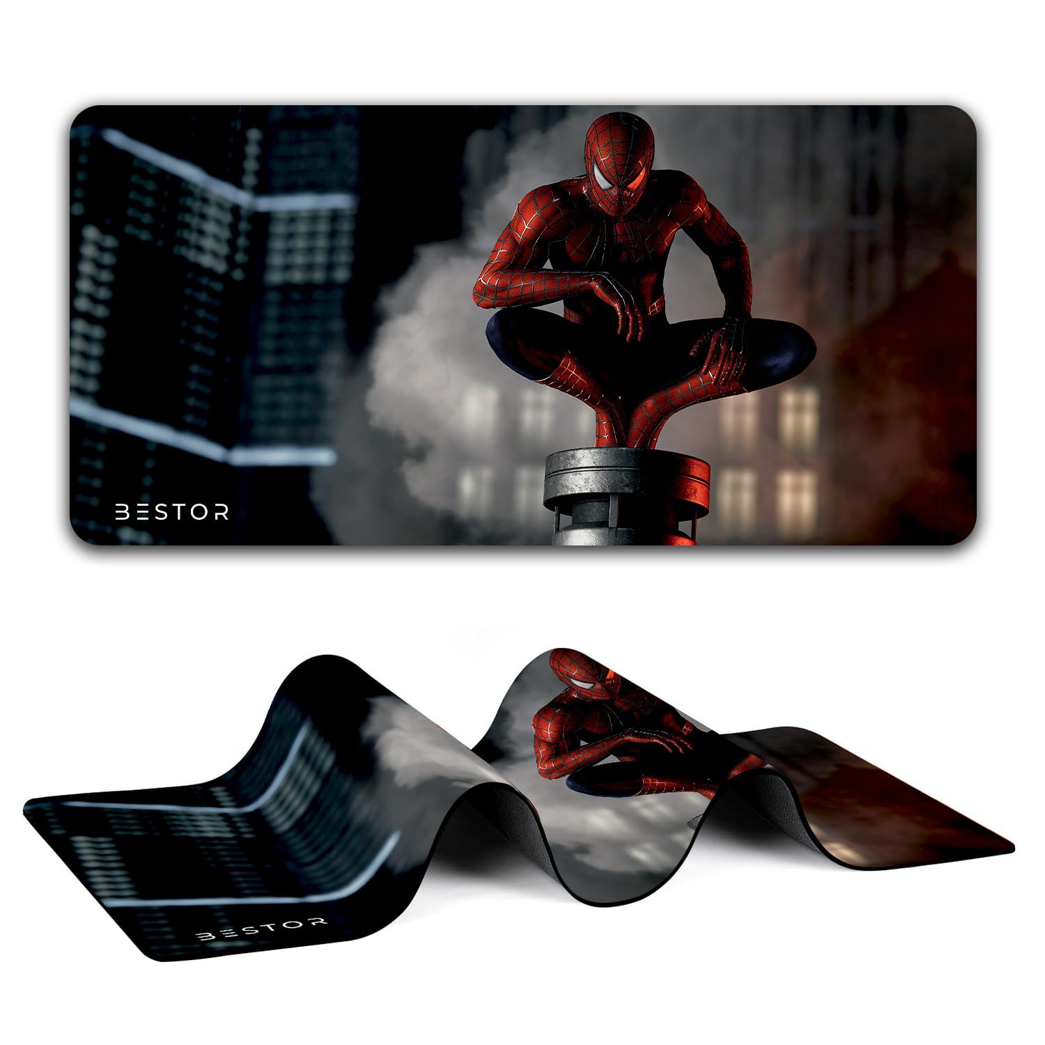 BESTOR Anime Series Spiderman Printed Mouse pad with Anti-fray Stitching, Waterproof Surface & Non-Slip Rubber Base Gaming Mouse Mat for Laptop (60cmx34cm)