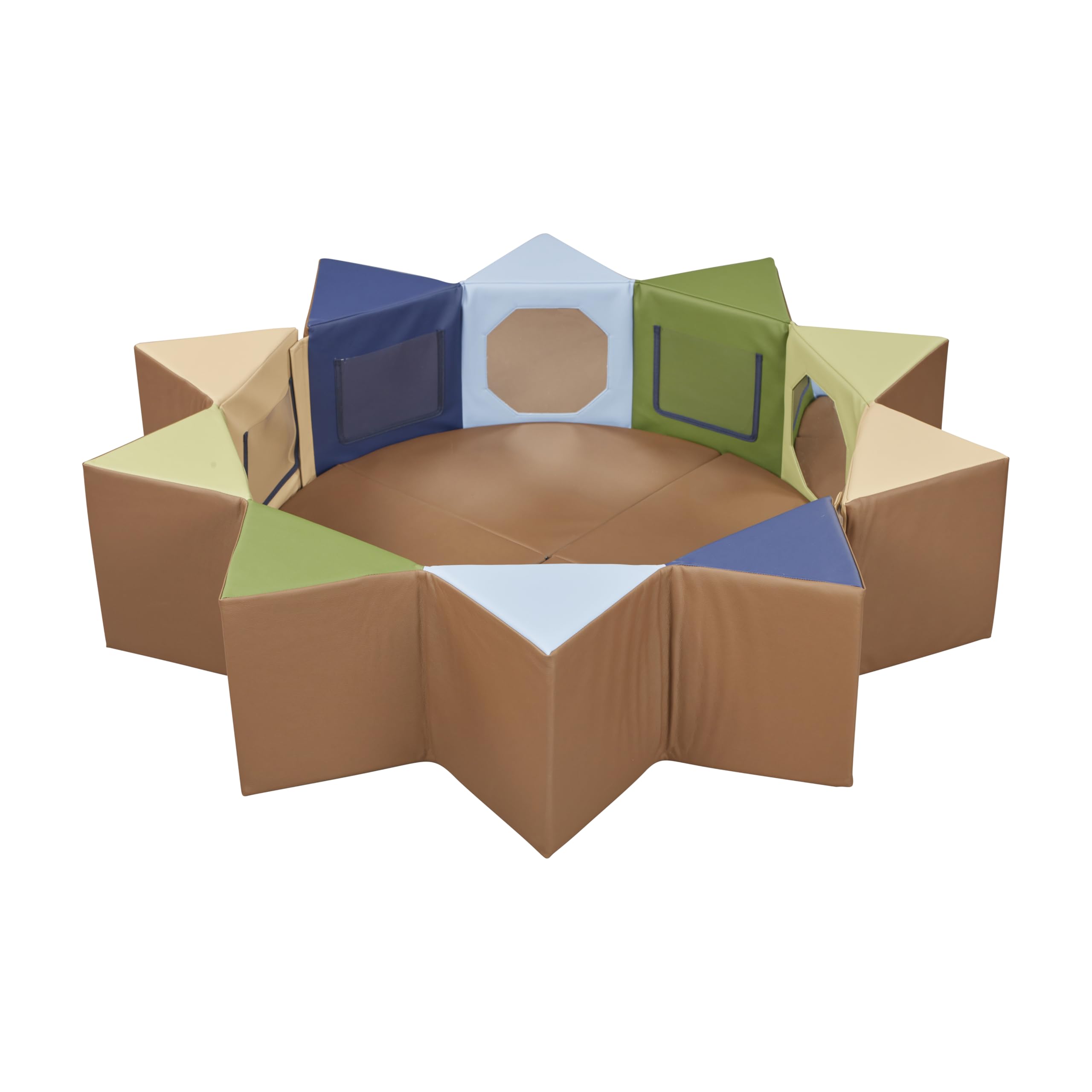 ECR4Kids SoftZone Wall of Mirrors, Activity Center, Earthtone